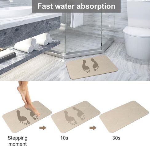 2 Pack Diatomaceous Earth Shower Mat, Stone Bath Mat, Nonslip Super Absorbent Fast-Drying Hard Bath Mat for Bathroom Shower Floor, 23.62 x 15.35 inch, Grey and White Pattern in Kuwait