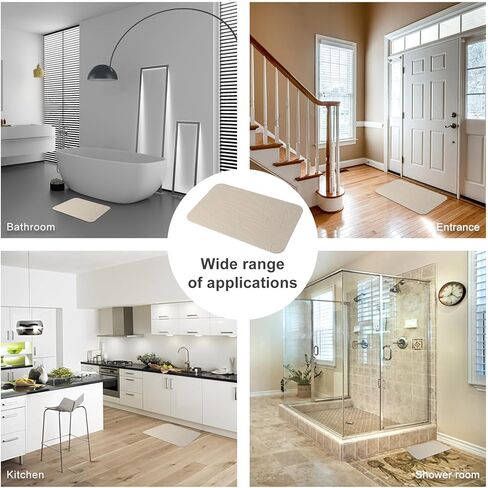 2 Pack Diatomaceous Earth Shower Mat, Stone Bath Mat, Nonslip Super Absorbent Fast-Drying Hard Bath Mat for Bathroom Shower Floor, 23.62 x 15.35 inch, Grey and White Pattern in Kuwait