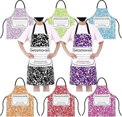 8 Pcs Group Halloween Costumes for Adults Composition Notebook Costume Back to School Apron for Teacher Classroom (Bright Colors) in Saudi Arabia