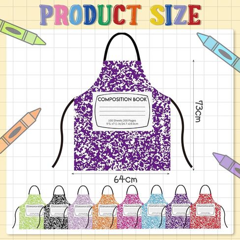8 Pcs Group Halloween Costumes for Adults Composition Notebook Costume Back to School Apron for Teacher Classroom (Bright Colors) in Saudi Arabia