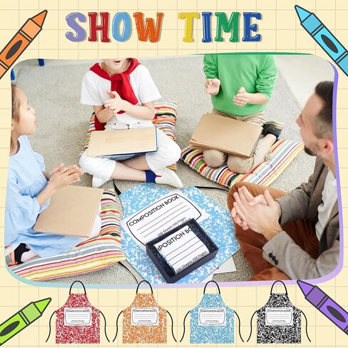 8 Pcs Group Halloween Costumes for Adults Composition Notebook Costume Back to School Apron for Teacher Classroom (Bright Colors) in Saudi Arabia