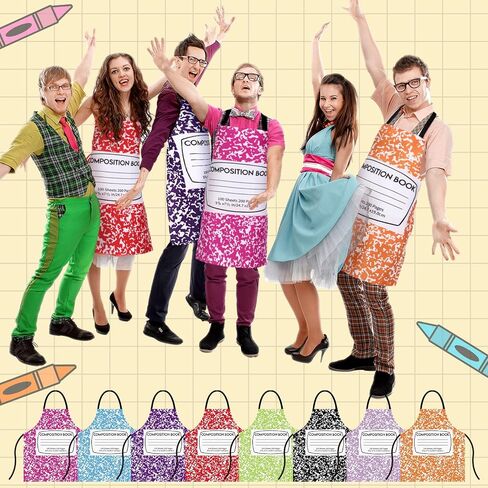 8 Pcs Group Halloween Costumes for Adults Composition Notebook Costume Back to School Apron for Teacher Classroom (Bright Colors) in Saudi Arabia
