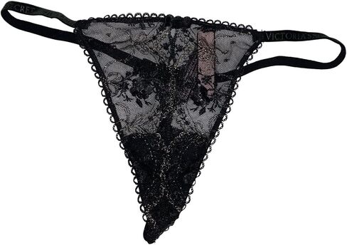 Victoria's Secret Very Sexy Rose and Bows V-String Panty Color Black New in Saudi Arabia