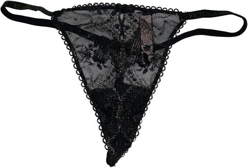 Victoria's Secret Very Sexy Rose and Bows V-String Panty Color Black New in Saudi Arabia