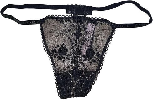 Victoria's Secret Very Sexy Rose and Bows V-String Panty Color Black New in Saudi Arabia
