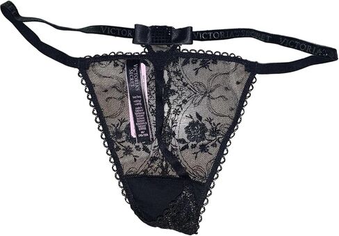 Victoria's Secret Very Sexy Rose and Bows V-String Panty Color Black New in Saudi Arabia