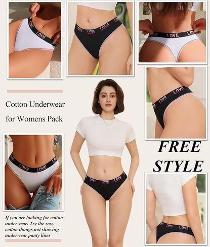 Cotton Thongs for Women Thong Woven Belt Ladies Panties Womens Underwear Pack in Saudi Arabia