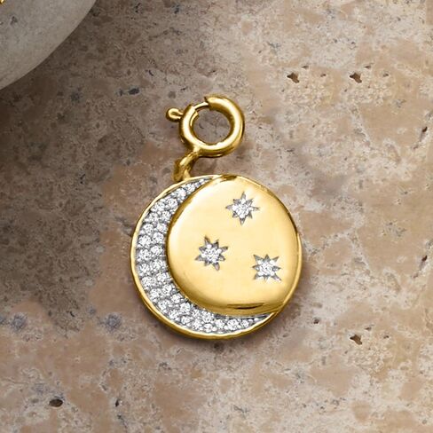 Ross-Simons 0.15 ct. t.w. Diamond Moon and Stars Charm in 18kt Gold Over Sterling in Saudi Arabia