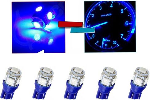 GP Thunder 194 168 2825 W5W T3 Wedge Blue LED استبدال المصابيح الكهربائية للعداد، المقياس، لوحة الترخيص، العلامة، القبة، باب صندوق الأمتعة للقراءة الداخلية لأضواء المصباح - 5 عبوات in Kuwait