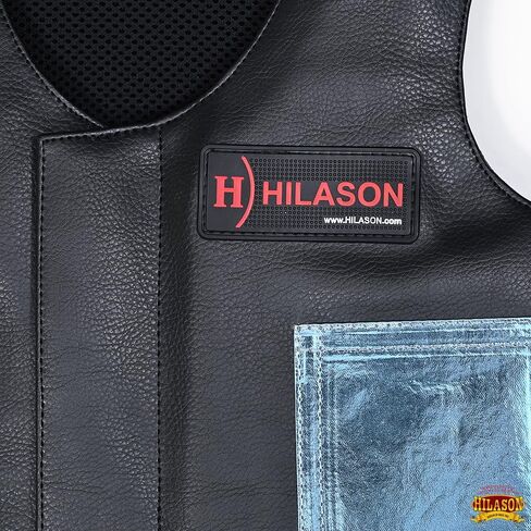 HILASON Kids Junior Youth Horse Riding Pro Rodeo Leather Protective Vest ‎Black with Metallic Turquoise | Youth Rodeo Vest | Leather Vest | Horse Riding Protective Vest | Junior Vest | in Saudi Arabia