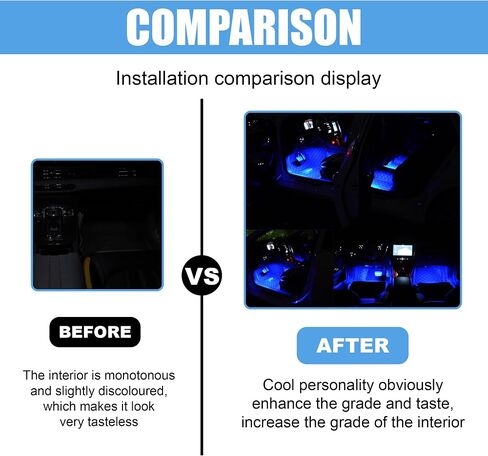 Car LED Strip Light, 24 LED RGB Neon Auto Interior Atmosphere Lights, 12V Cigarette Lighter Under Dash Ambient Night Light, Decorative Lamp Accessory for Car Truck (Ice Blue, Cigar Lighter) in Saudi Arabia