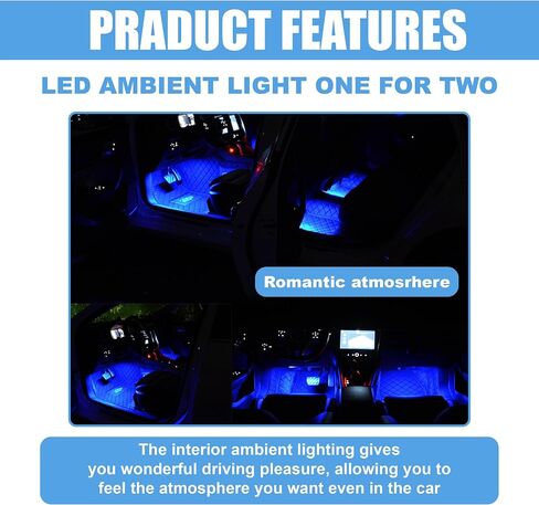 Car LED Strip Light, 24 LED RGB Neon Auto Interior Atmosphere Lights, 12V Cigarette Lighter Under Dash Ambient Night Light, Decorative Lamp Accessory for Car Truck (Ice Blue, Cigar Lighter) in Saudi Arabia