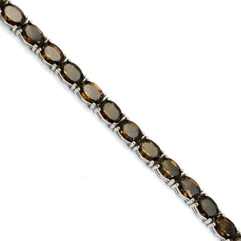 Oval Cut 7x5mm Smoke Brown Natural Smoky Quartz June Birthstone 15.50ct. Gemstone 925 Sterling Silver Unisex Tennis Bracelet in Saudi Arabia