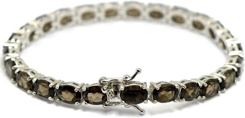 Oval Cut 7x5mm Smoke Brown Natural Smoky Quartz June Birthstone 15.50ct. Gemstone 925 Sterling Silver Unisex Tennis Bracelet in Saudi Arabia
