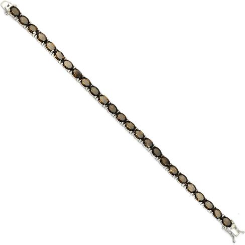 Oval Cut 7x5mm Smoke Brown Natural Smoky Quartz June Birthstone 15.50ct. Gemstone 925 Sterling Silver Unisex Tennis Bracelet in Saudi Arabia