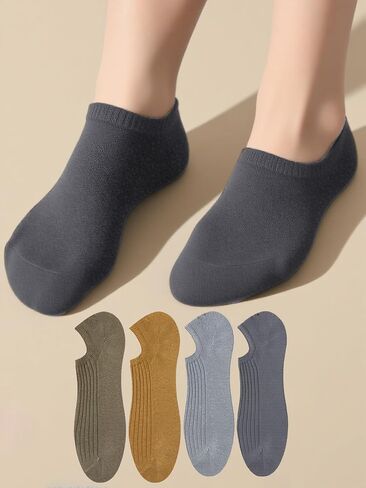 4 Pairs Low Cut Solid Color Mesh Breathable Invisible Socks, Summer Thin Light Sweat-absorbing Non-slip Sports for Men Size 6.5-11 in Saudi Arabia