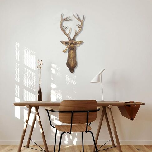 Animal Head Wall Decor, Deer Resin Animal Sculptures, Rustic Resin Head Wall Mount Art Decoration for Living Room Bedroom Office in Saudi Arabia