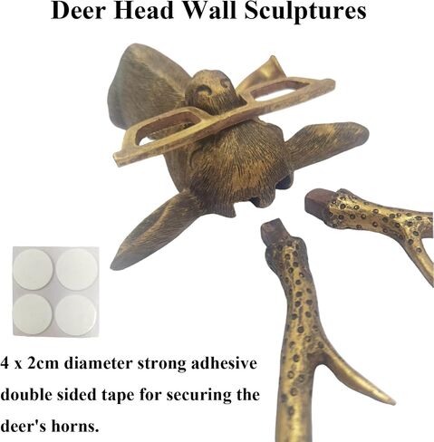 Animal Head Wall Decor, Deer Resin Animal Sculptures, Rustic Resin Head Wall Mount Art Decoration for Living Room Bedroom Office in Saudi Arabia