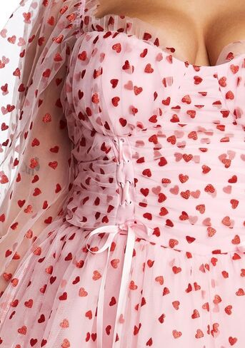 Dolls Kill Plus Heavenly Affair Babydoll Dress by Sugar Thrillz – Romantic Tulle Dress with Metallic Hearts and Corset Lacing in Saudi Arabia