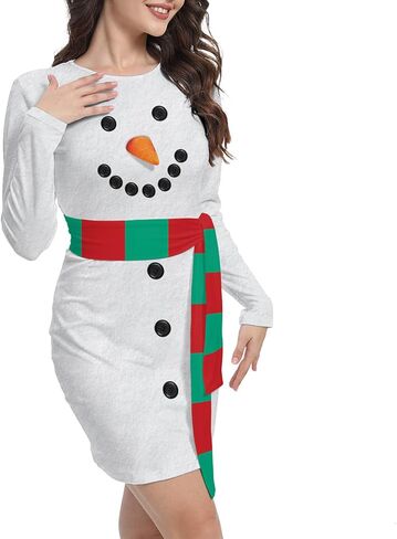 Women Christmas Costume Bodycon Dress Pullover Long Sleeve Printed Ugly Holiday Outfit in Saudi Arabia