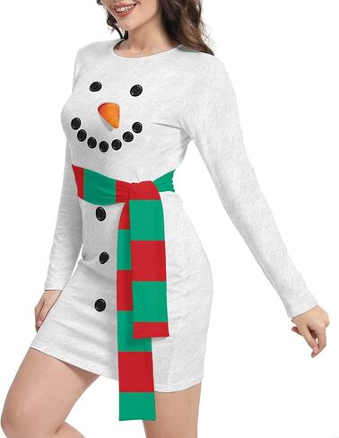 Women Christmas Costume Bodycon Dress Pullover Long Sleeve Printed Ugly Holiday Outfit in Saudi Arabia