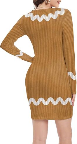 Women Christmas Costume Bodycon Dress Pullover Long Sleeve Printed Ugly Holiday Outfit in Saudi Arabia