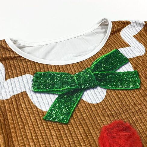 Women Christmas Costume Bodycon Dress Pullover Long Sleeve Printed Ugly Holiday Outfit in Saudi Arabia