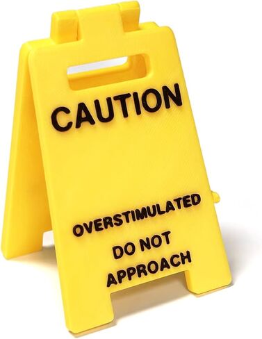 1 Pc Caution Overstimulated Desk Sign, Funny Prank Gift Office Desk Decor, 3D Printed Overstimulated Do not Approach Warning Signs, Humor Desktop Decoration (Caution Overstimulated) in Saudi Arabia