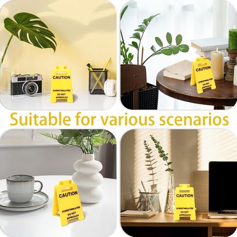 1 Pc Caution Overstimulated Desk Sign, Funny Prank Gift Office Desk Decor, 3D Printed Overstimulated Do not Approach Warning Signs, Humor Desktop Decoration (Caution Overstimulated) in Saudi Arabia