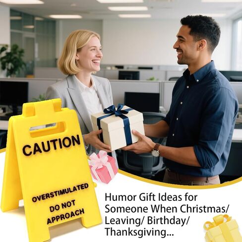 1 Pc Caution Overstimulated Desk Sign, Funny Prank Gift Office Desk Decor, 3D Printed Overstimulated Do not Approach Warning Signs, Humor Desktop Decoration (Caution Overstimulated) in Saudi Arabia