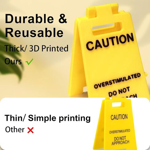1 Pc Caution Overstimulated Desk Sign, Funny Prank Gift Office Desk Decor, 3D Printed Overstimulated Do not Approach Warning Signs, Humor Desktop Decoration (Caution Overstimulated) in Saudi Arabia