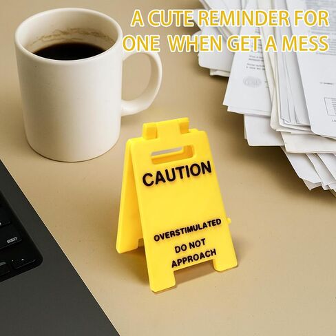 1 Pc Caution Overstimulated Desk Sign, Funny Prank Gift Office Desk Decor, 3D Printed Overstimulated Do not Approach Warning Signs, Humor Desktop Decoration (Caution Overstimulated) in Saudi Arabia