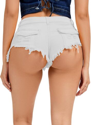 Women’s Sexy Low Rise Frayed Hem Mini Jeans Shorts Casual Stretchy Denim Shorts Hot Pants in Saudi Arabia