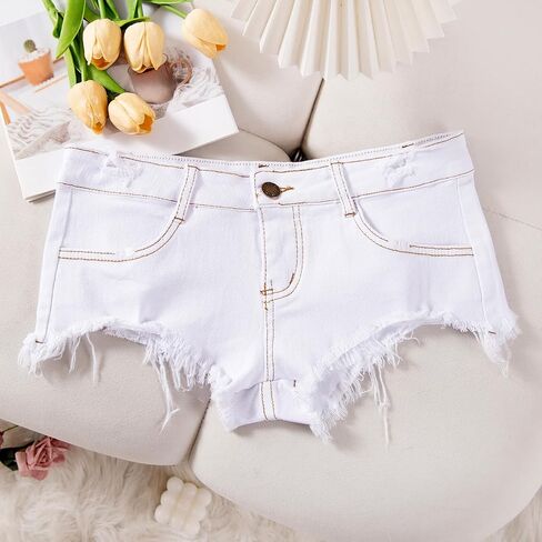 Women’s Sexy Low Rise Frayed Hem Mini Jeans Shorts Casual Stretchy Denim Shorts Hot Pants in Saudi Arabia