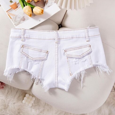 Women’s Sexy Low Rise Frayed Hem Mini Jeans Shorts Casual Stretchy Denim Shorts Hot Pants in Saudi Arabia