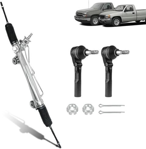 Hydraulic Power Steering Rack and Pinion Compatible with 2007-2013 Chevrolet Silverado 1500, GMC Sierra 1500 with Outer Tie Rod Ends in Kuwait
