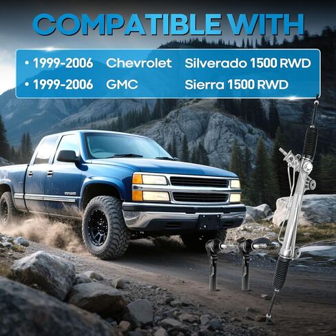 Hydraulic Power Steering Rack and Pinion Compatible with 2007-2013 Chevrolet Silverado 1500, GMC Sierra 1500 with Outer Tie Rod Ends in Kuwait