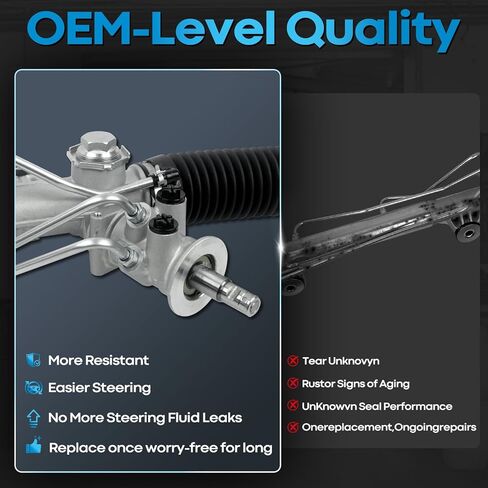 Hydraulic Power Steering Rack and Pinion Compatible with 2007-2013 Chevrolet Silverado 1500, GMC Sierra 1500 with Outer Tie Rod Ends in Kuwait