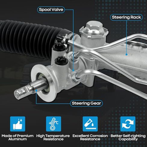 Hydraulic Power Steering Rack and Pinion Compatible with 2007-2013 Chevrolet Silverado 1500, GMC Sierra 1500 with Outer Tie Rod Ends in Kuwait