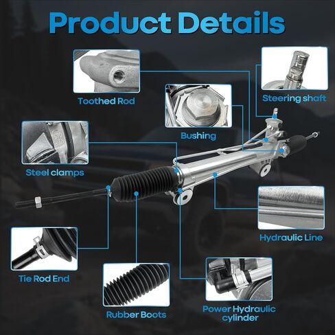 Hydraulic Power Steering Rack and Pinion Compatible with 2007-2013 Chevrolet Silverado 1500, GMC Sierra 1500 with Outer Tie Rod Ends in Kuwait