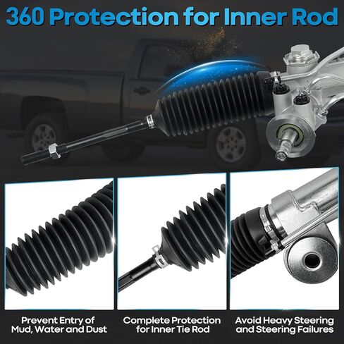 Hydraulic Power Steering Rack and Pinion Compatible with 2007-2013 Chevrolet Silverado 1500, GMC Sierra 1500 with Outer Tie Rod Ends in Kuwait