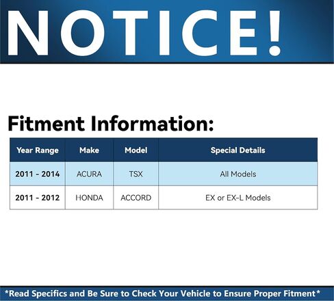 محور ديترويت - طقم فرامل لـ Acura 2011-2014 TSX 2011-2012 Honda Accord دوارات فرامل مشقوقة محفورة وسادات فرامل سيراميك استبدال أمامي وخلفي: 11.81 بوصة أمامي و11.10 بوصة دوار خلفي in Kuwait