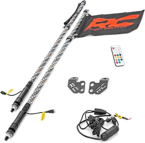 مصابيح سوط LED لـ Polaris RZR XP 1000 (2014-2017) - مجموعة من 2، مصابيح سوط مقاس 48 بوصة جنبًا إلى جنب، مصابيح LED RGB متعددة الألوان، 300 نمط، قابلة للتعتيم، مقاومة للماء، قاعدة سريعة التحرير in Kuwait