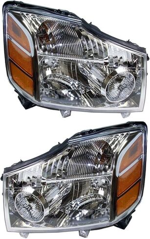 مجموعة المصابيح الأمامية TRQ مكونة من قطعتين للسائق والراكب متوافقة مع 2005-2007 Nissan Armada 2004 Pathfinder Armada 2004-2007 TITAN NI2502154 NI2503154 in Kuwait