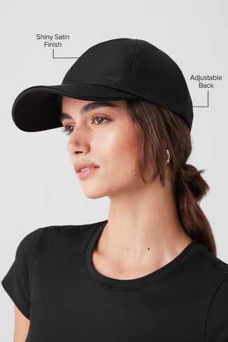 Alo Yoga Satin Off-Duty Cap - Black - Black / One Size in Kuwait