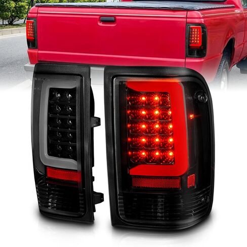 AmeriLite لـ 1993-1997 Ford Ranger C-Type Halogen، Led، مجموعة المصابيح الخلفية لشاحنة الالتقاط البديلة - جانب الركاب والسائق، مجموعة مصابيح السيارة، أسود in Saudi Arabia