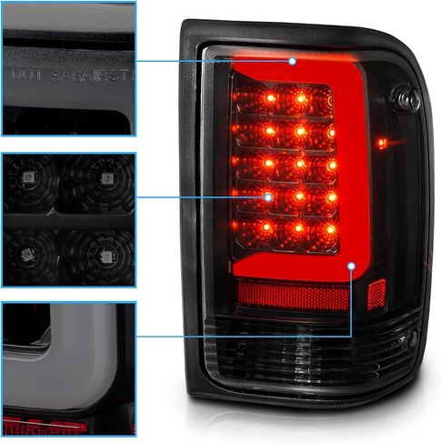 AmeriLite لـ 1993-1997 Ford Ranger C-Type Halogen، Led، مجموعة المصابيح الخلفية لشاحنة الالتقاط البديلة - جانب الركاب والسائق، مجموعة مصابيح السيارة، أسود in Saudi Arabia