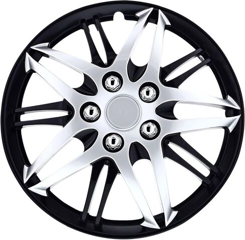 Pilot Automotive WH544-15C-BLK 15 بوصة سلسلة أداء الفورمولا باللون الأسود والكروم أغطية عجلات عالمية للسيارات - مجموعة من 4 - تناسب معظم السيارات in Saudi Arabia