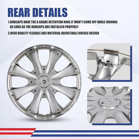 WolfX 15 بوصة Hubcaps مجموعة من 4 غطاء حافة العجلة لتويوتا كورولا 2009-2019 (يناسب فقط المحور الفولاذي) مادة ABS+PC استبدال غطاء محور العجلة، (5093G، كروم) in Kuwait