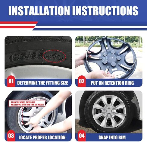 WolfX 15 بوصة Hubcaps مجموعة من 4 غطاء حافة العجلة لتويوتا كورولا 2009-2019 (يناسب فقط المحور الفولاذي) مادة ABS+PC استبدال غطاء محور العجلة، (5093G، كروم) in Kuwait